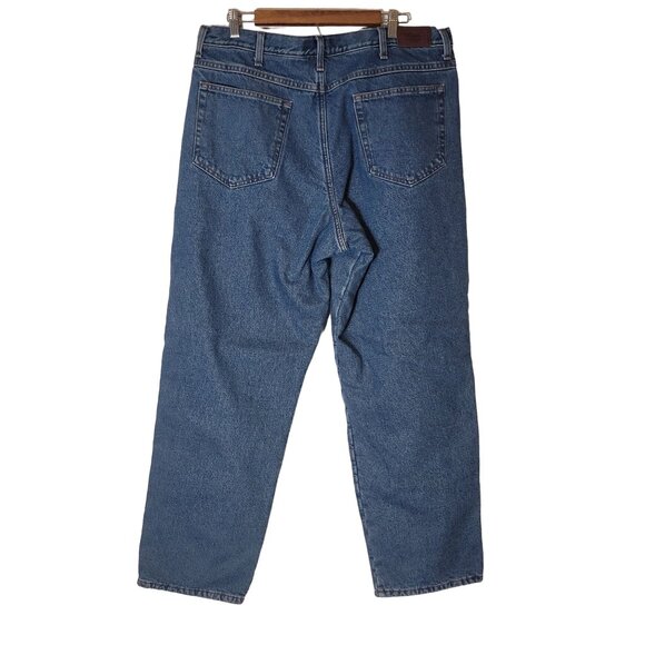 L.L. Bean Fleece Lined Denim Blue Jeans‎ Size 38X32 Straight Leg - Picture 2 of 7